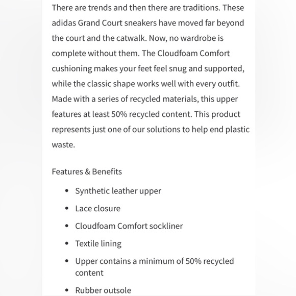 Adidas grand court shoe 2.0 W 8.5 - Picture 2 of 4